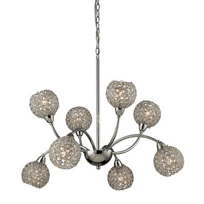 Luminosa Lighting Luminosa Escado Pendant 8 Light E14 Polished Chrome/crystal from B&Q