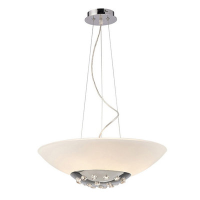 Luminosa Lighting Luminosa Amada Pendant 6 Light G9Polished Chrome/opal White Glass from B&Q