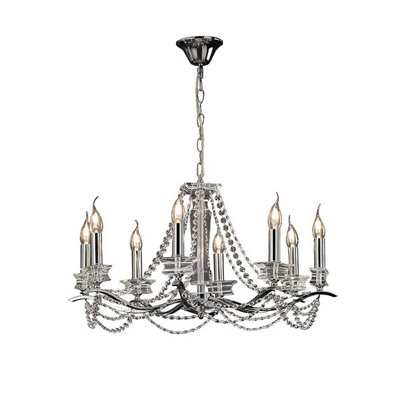 Luminosa Lighting Luminosa Nydia Pendant 8 Light E14 Polished Chrome/crystal from B&Q