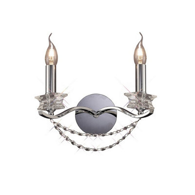 Luminosa Lighting Luminosa Nydia Wall Lamp 2 Light E14 Polished Chrome/crystal from B&Q