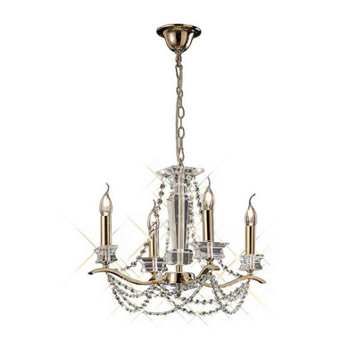 Luminosa Lighting Luminosa Nydia Pendant 4 Light E14 French Gold/crystal from B&Q