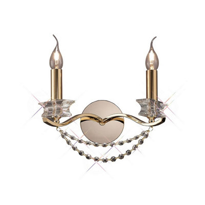 Luminosa Lighting Luminosa Nydia Wall Lamp 2 Light E14 French Gold/crystal from B&Q