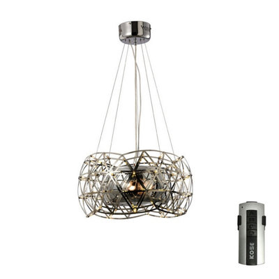Luminosa Lighting Luminosa Atria Pendant 2 Light E27 Leds And Remote Control Stainless Steel from B&Q