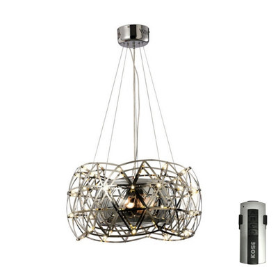 Luminosa Lighting Luminosa Atria Pendant 3 Light E27 Leds And Remote Control Stainless Steel from B&Q