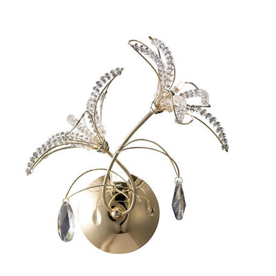 Luminosa Lighting Luminosa Kenzo Wall Lamp Switched 2 Light G4 French Gold/crystalNot Led/cfl Compatible from B&Q