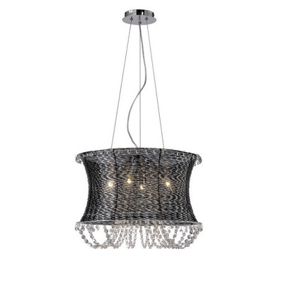 Luminosa Lighting Luminosa Lanzo Pendant Round 4 Light E14 Black Chrome/crystal from B&Q