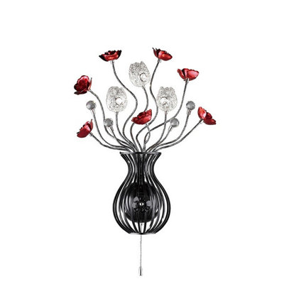 Luminosa Lighting Luminosa (Dh) Bonita Wall Lamp 3 Light G4 Black/red/crystalNot Led/cfl Compatible from B&Q