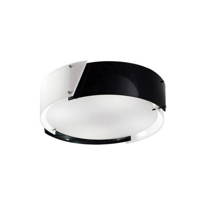 Luminosa Lighting Luminosa  Flush Ceiling Small 4 Light E27 Polished Chrome/black & White Acrylic from B&Q