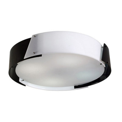 Luminosa Lighting Luminosa  Flush Ceiling Medium 4 Light E27 Polished Chrome/black & White Acrylic from B&Q