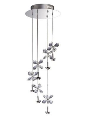 B&Q -  Luminosa Aviva Ceiling Cluster Pendant 6 Light 4000K Led Polished ChromeCrystal