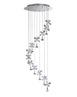 B&Q -  Luminosa Aviva Ceiling Cluster Pendant 12 Light 4000K Led Polished ChromeCrystal