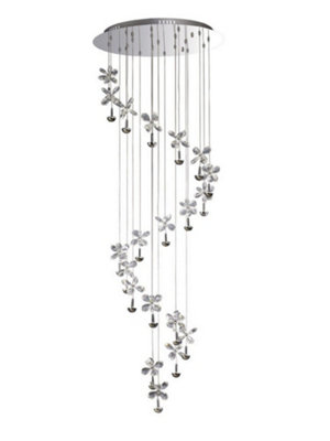B&Q -  Luminosa Aviva Ceiling Cluster Pendant 20 Light 4000K Led Polished ChromeCrystal