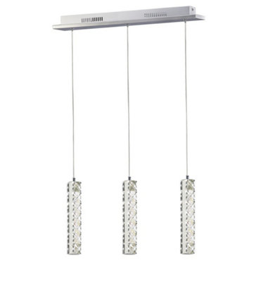B&Q -  Luminosa Galaxy Ceiling Pendant 3 Drop Led 4000K 3 X 3W Polished ChromeCrystal