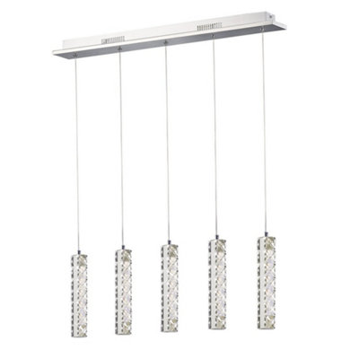 B&Q -  Luminosa Galaxy Ceiling Pendant 5 Drop 15W Led 4000K Polished ChromeCrystal