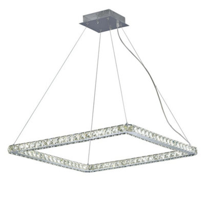 B&Q -  Luminosa Galaxy Ceiling Pendant Square Large 36W Led 4000K Polished ChromeCrystal