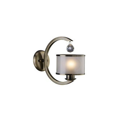 Luminosa Lighting Luminosa Lincoln Wall Lamp E27 Antique Brass/glass/crystal from B&Q