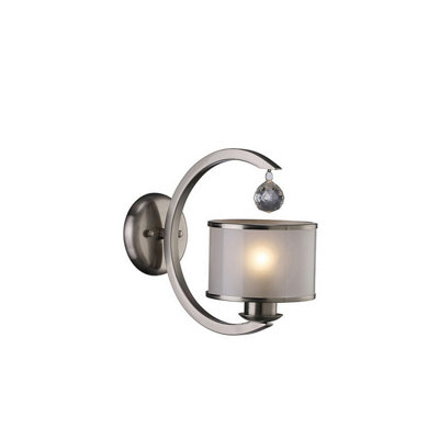 Luminosa Lighting Luminosa Lincoln Wall Lamp E27 Satin Nickel/glass/crystal from B&Q