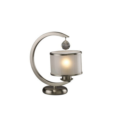 Luminosa Lighting Luminosa Lincoln Table Lamp E27 Satin Nickel/glass/crystal from B&Q