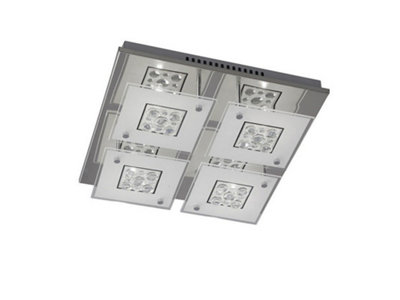B&Q -  Luminosa Cosmic Flush Ceiling Square 4 Light Polished ChromeGlassCrystal