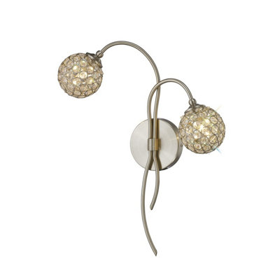 Luminosa Lighting Luminosa Apollo Wall Lamp 2 Light G9 Satin Nickel/crystal from B&Q