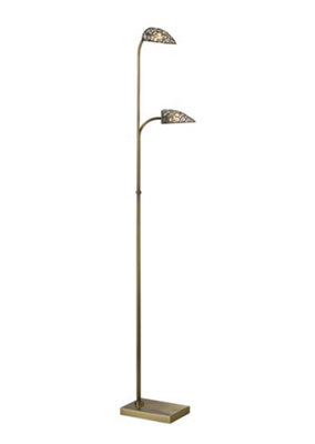 B&Q -  Luminosa Ashton Floor Lamp 2 Light Antique BrassCrystal