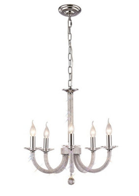 B&Q -  Luminosa Elena Ceiling Pendant Chandelier 5 Light Polished ChromeCrystal