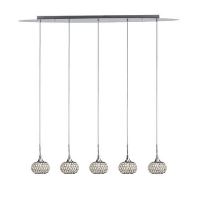 B&Q -  Luminosa Chelsie Ceiling Pendant 5 Light Line Polished ChromeClear Glass