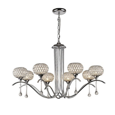 B&Q -  Luminosa Chelsie Ceiling Pendant 8 Light Polished ChromeClear Glass