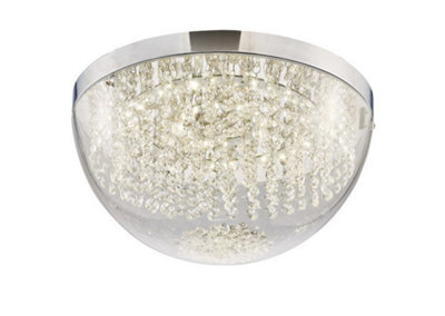 B&Q -  Luminosa Harper Large Flush Ceiling 21W 1600Lm Led 4000K Polished ChromeCrystal