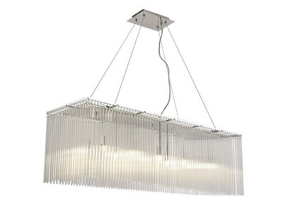 B&Q -  Luminosa Zanthe Ceiling Pendant Rectangular 10 Light Polished ChromeClear Glass