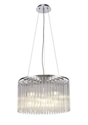 B&Q -  Luminosa Zanthe Ceiling Pendant Round 10 Light Polished ChromeClear Glass