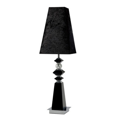 Luminosa Lighting Luminosa (Dh) Galata Table Lamp E27 Black Suede Shade Black/crystalNot Led/cfl Compatible from B&Q