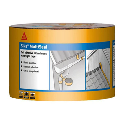 Sika Multiseal Self Adhesive Bituminous Sealing TapeGrey100mm X 10MHeavy Duty Waterproof Roof & Gutter Repair Tape from B&Q