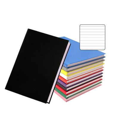 Pack Of 10 A5 160 Pages 8mm Ruled Assorted Colour Casebound Notebooks from B&Q