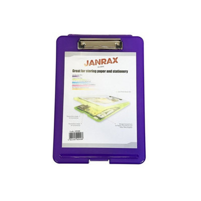 B&Q A4 Purple Clipboard Box File - Storage Filing Case