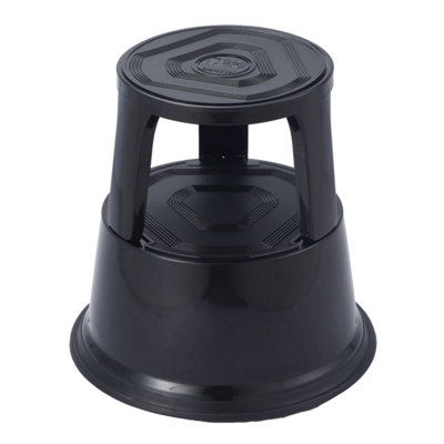 Black Metal Rolling Kick Step Stool With 150Kg Capacity from B&Q