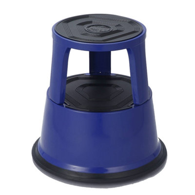 Blue Metal Rolling Kick Step Stool With 150Kg Capacity from B&Q