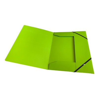 Janrax A4 Green Laminated Card 3 Flap Folder with Elastic Closure - Image 2