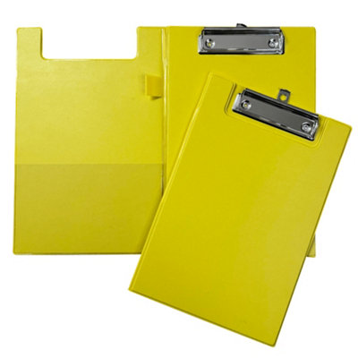 A5 Yellow Foldover Clipboard With Pen Holder from B&Q