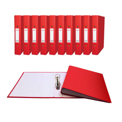  - Pack Of 5 A5 Red Paper Over Board Ring Binders By Janrax