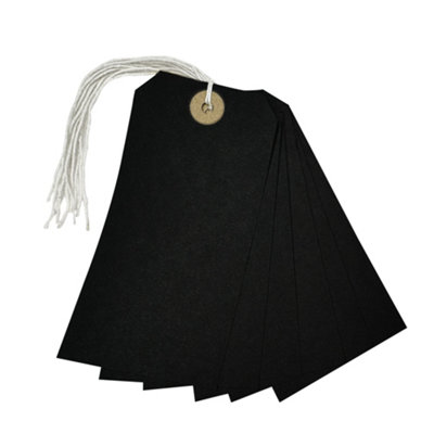 Box Of 1000 Black Strung Tags 120mm X 60mm from B&Q