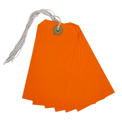 Box Of 1000 Orange Strung Tags 120mm X 60mm from B&Q