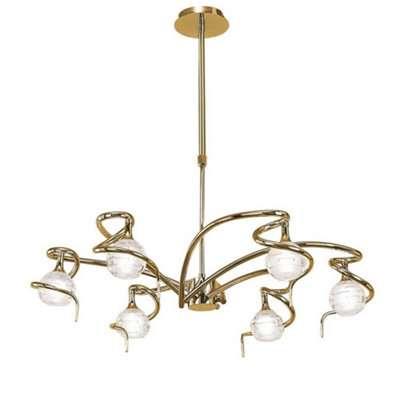 B&Q -  Luminosa Dali Telescopic Ceiling Pendant Semi Flush Convertible 6 Light G9Polished Brass