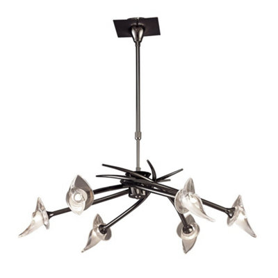 B&Q -  Luminosa Flavia Telescopic Ceiling Pendant Semi Flush Convertible Round 6 Light G9Black Chrome