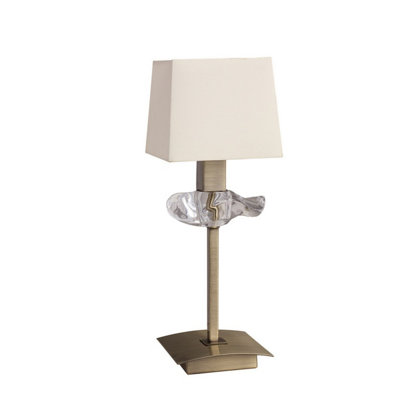Luminosa Lighting Luminosa Akira Table Lamp 1 Light E14Antique Brass With Cream Shade from B&Q