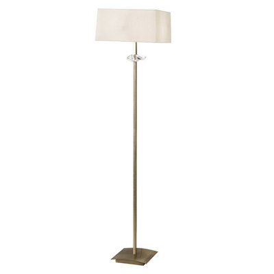Luminosa Lighting Luminosa Akira Floor Lamp 3 Light E27Antique Brass With Cream Shade from B&Q