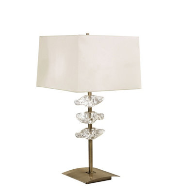 Luminosa Lighting Luminosa Akira Table Lamp 2 Light E27Antique Brass With Cream Shade from B&Q
