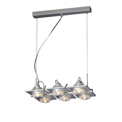 Luminosa Lighting Luminosa (0040 002) Ull Rectangular Pendant 6 Light G9 Silver Grey from B&Q