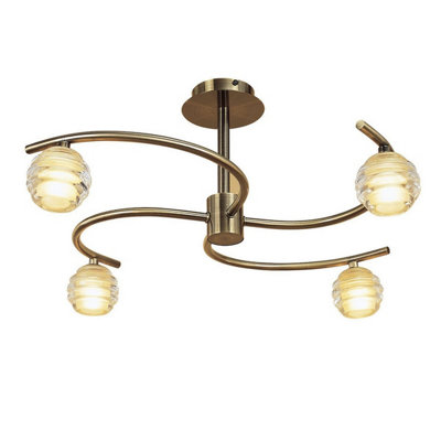 Luminosa Lighting Luminosa Sphere Semi Flush 4 Light G9Antique Brass from B&Q