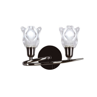 B&Q -  Luminosa Amel Wall Lamp Switched 2 Light L1/sgu10Black Chrome